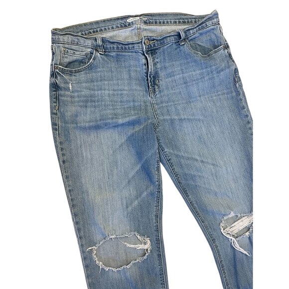 Mid Rise Boyfriend Jeans Distressed Medium Wash Stretch Denim Women's Size 14 - Picture 2 of 8